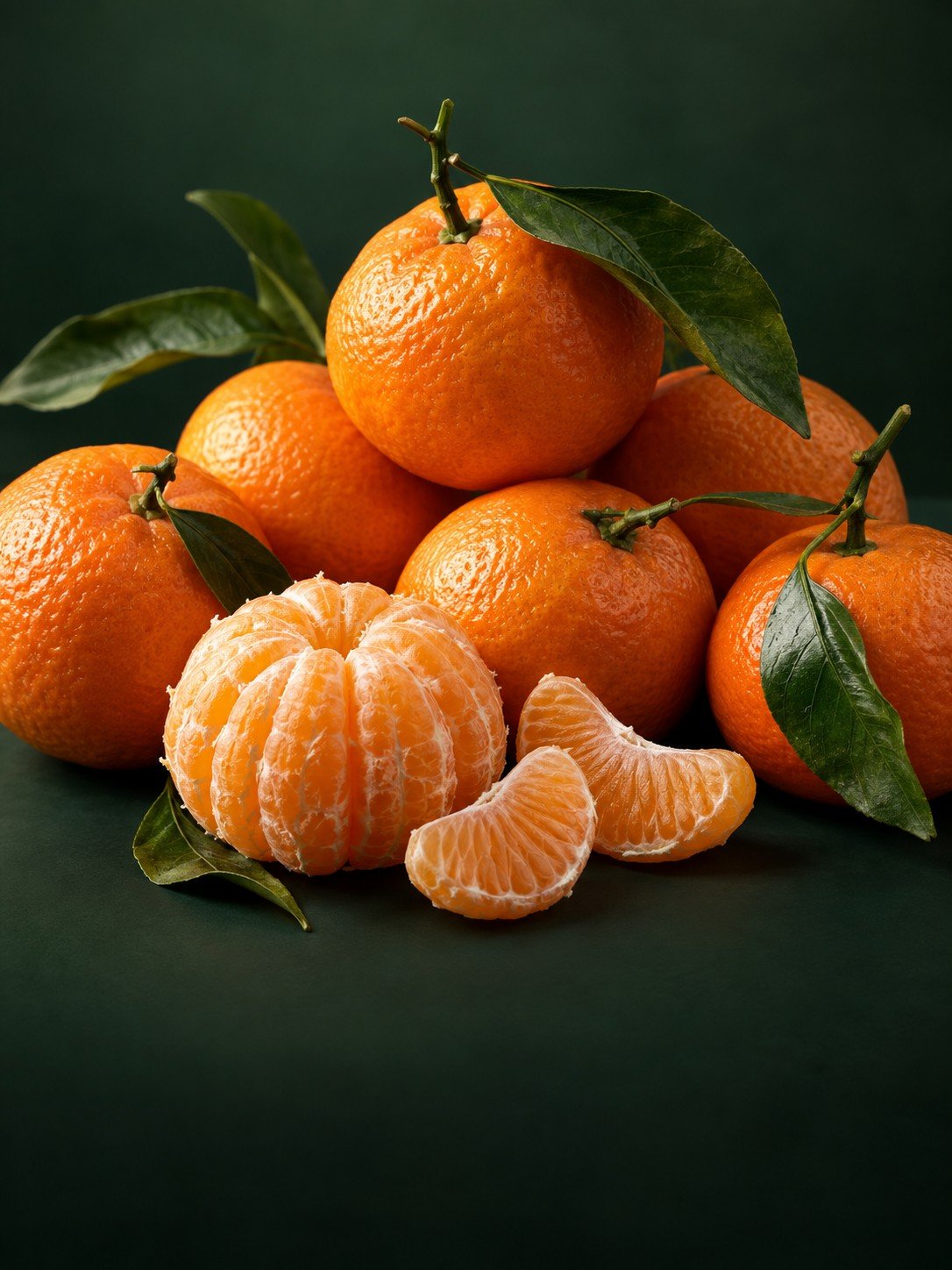 Fresh mandarins with leaves