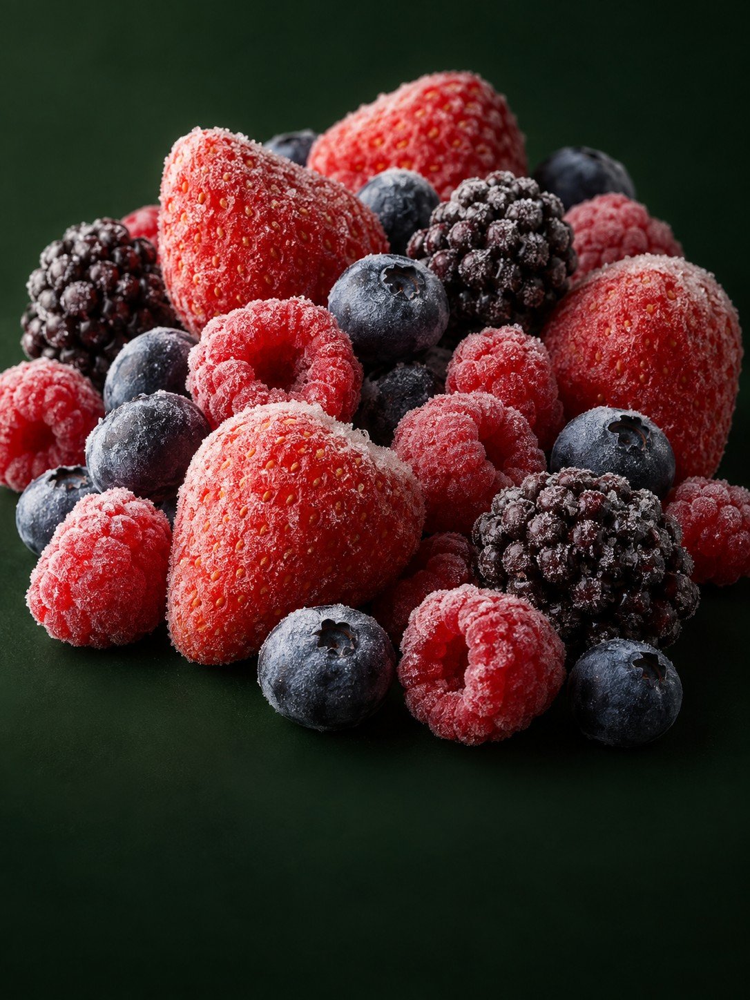 Frozen mixed berries with frost